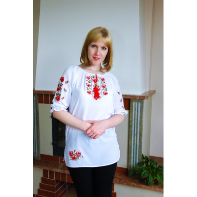 Embroidered blouse "Red Rose Mood"